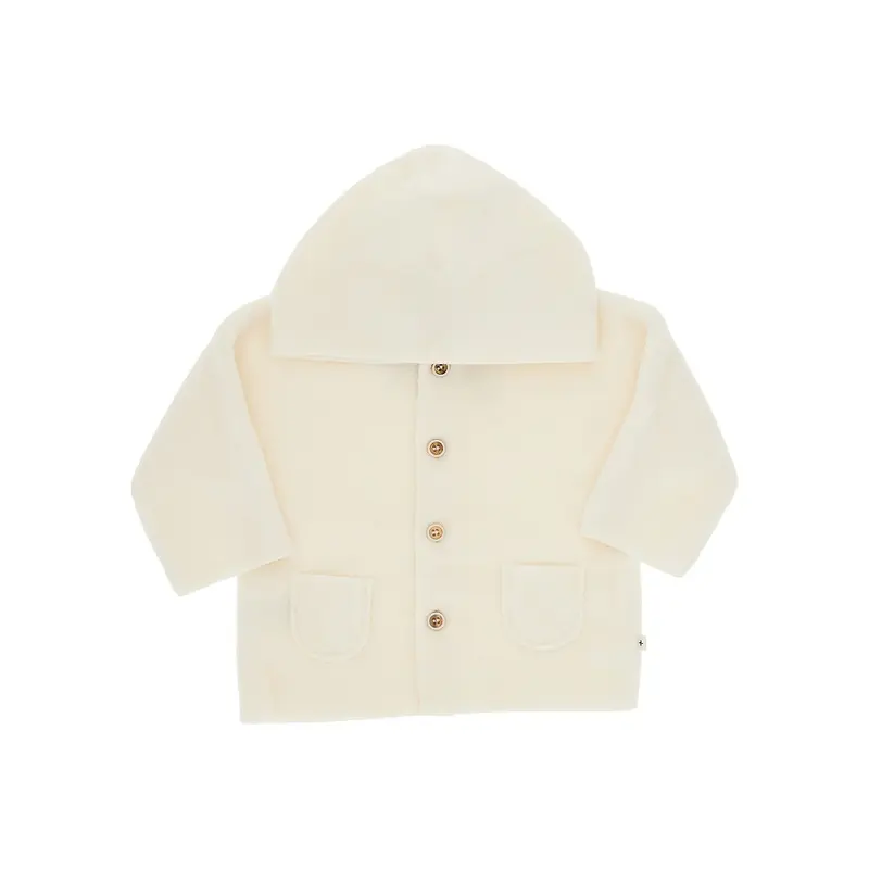 Cardigan in pile con cappuccio