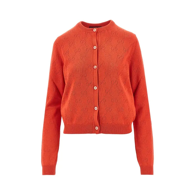 Cardigan in seta e cotone traforato