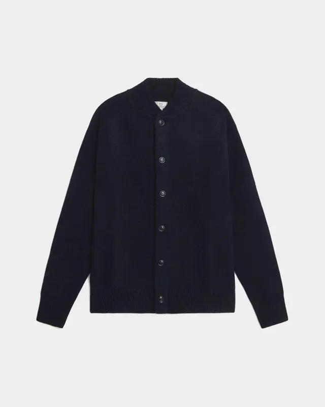 Cardigan lana melton blue