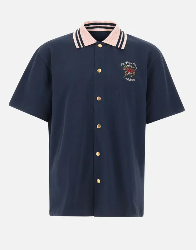 "Chemise Piquée Slogan Rose"