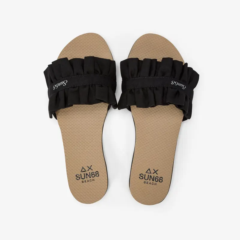 Ciabatte da Mare con Logo e Rouches / Nero