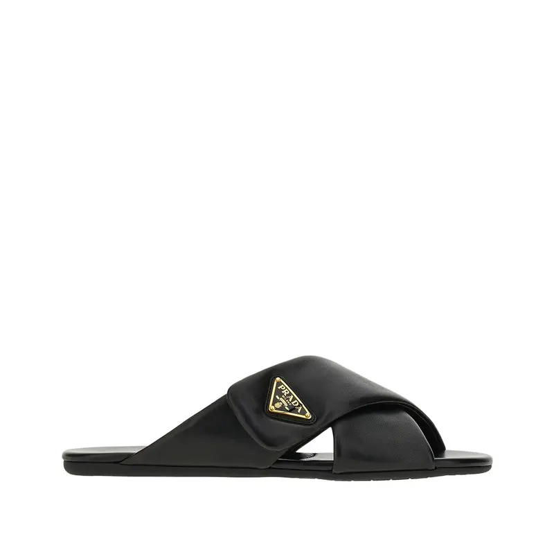 Ciabatte in nappa con logo triangolo