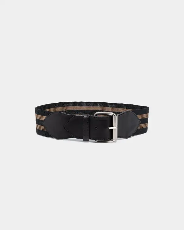 Cintura a righe elastica nera taupe