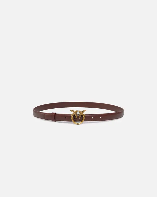 Cintura Sottile Love Birds in Pelle 2 cm / Bordeaux