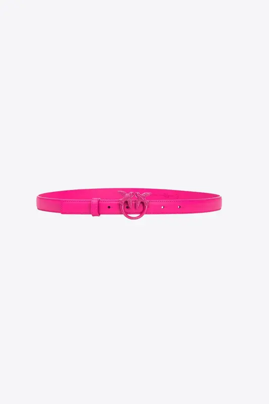 Cintura Sottile Love Birds in Pelle Color Block 2 cm / Fucsia