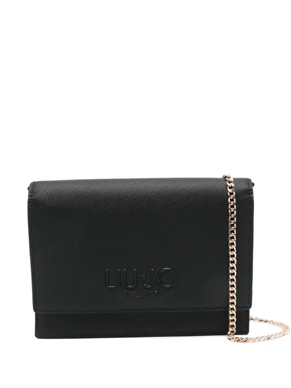 Clutch con Logo e Catena / Nero