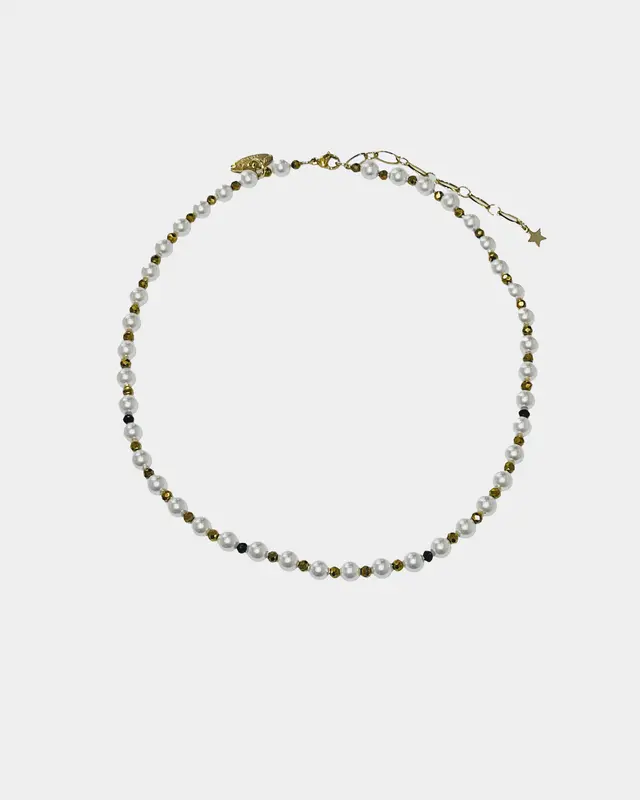 Collana madreperla e perline oro