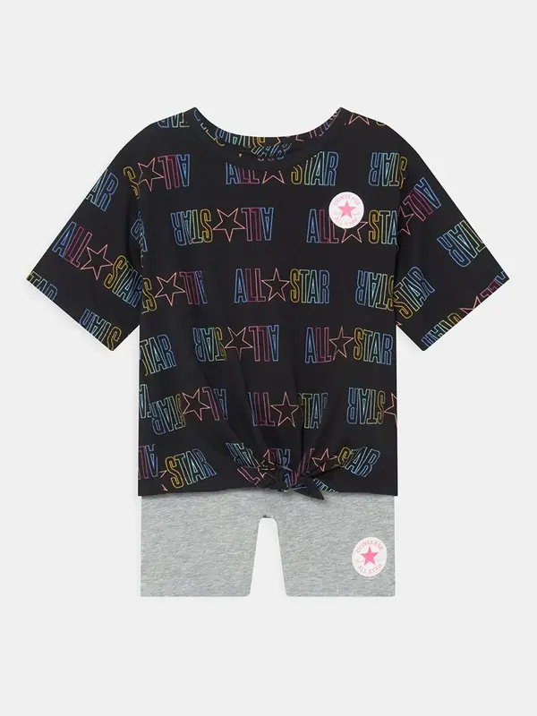 Converse Completo Sportivo Composto da T-shirt Cropped e Pantaloncino Stampa Logo All Star