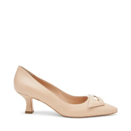 Decolleté in Pelle con Tacco Frau / Beige