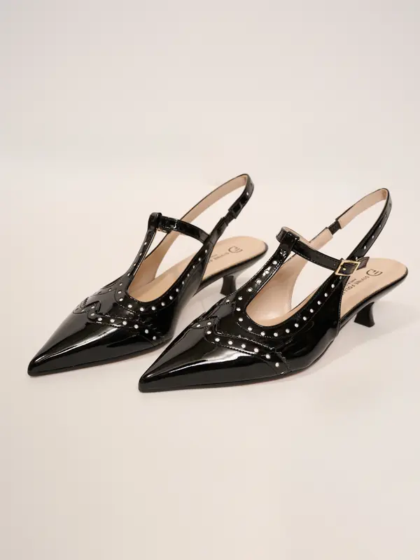 DIVINE FOLLIE - DECOLLETTE' SLINGBLACK - VERNICE NERO