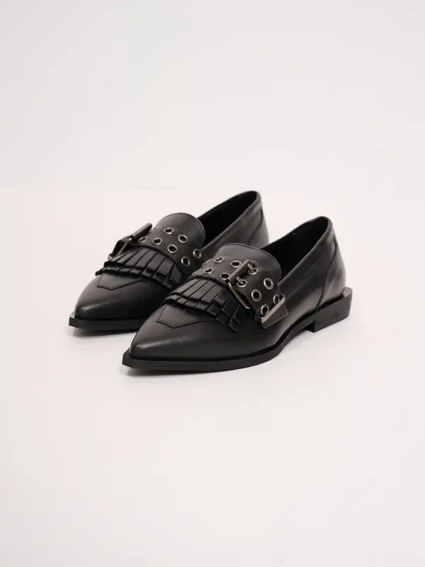 DIVINE FOLLIE - MOCASSINO PUNTA FRANGE - NERO