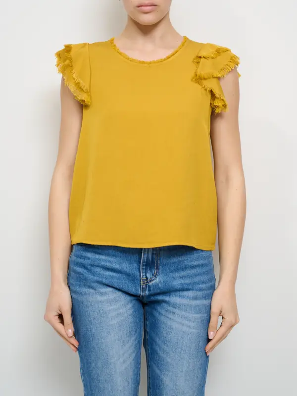 DIXIE - BLUSA MANICA VOLA' - SENAPE