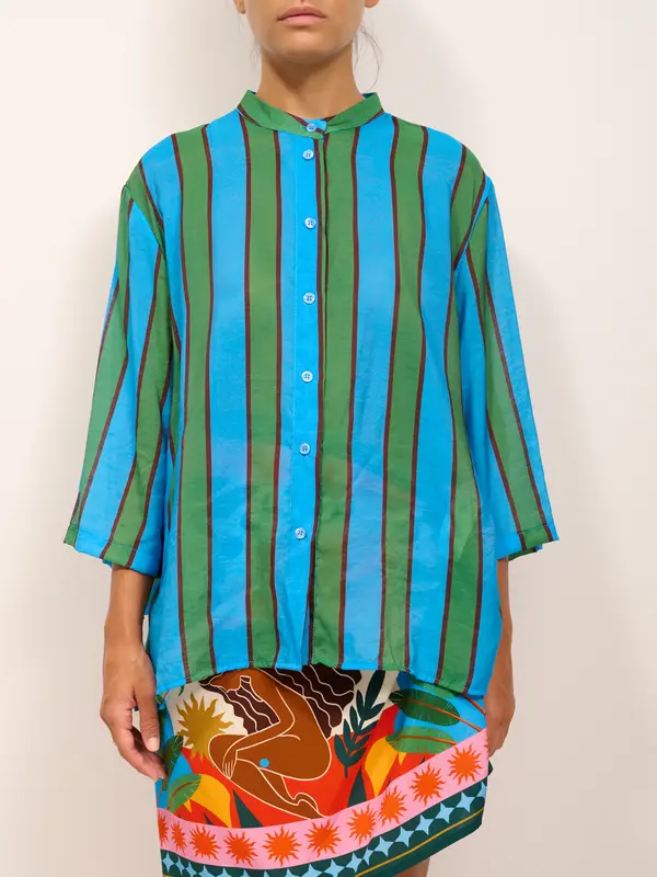 DIXIE - CAMICIA RIGA - TURCHESE
