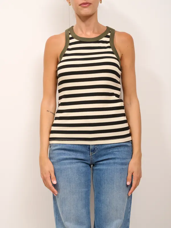 DIXIE - TOP RIGATO - MILITARE