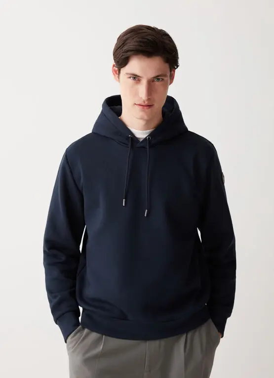 Felpa con Cappuccio e Logo / Blu