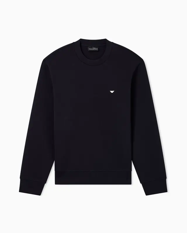 Felpa Girocollo in Double Jersey / Blu