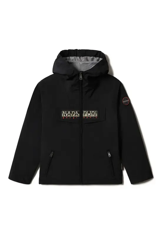 full zip con Cappuccio e Patta Logo