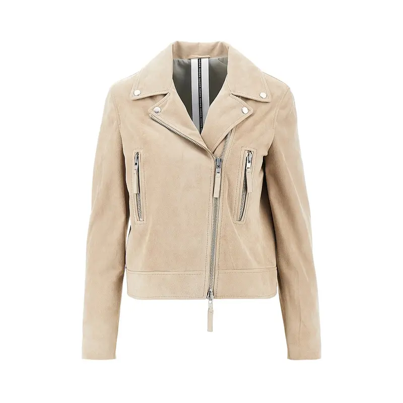 Giacca biker in pelle scamosciata