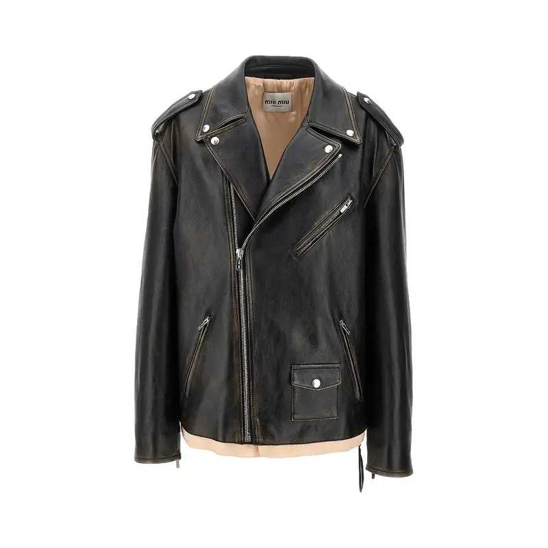 Giacca biker oversize in nappa