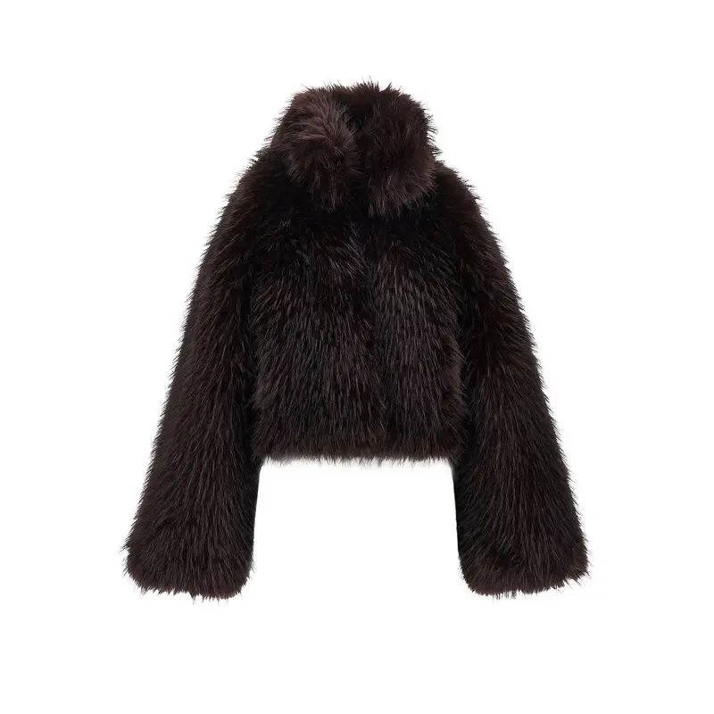 Giacca cropped in pelliccia sintetica