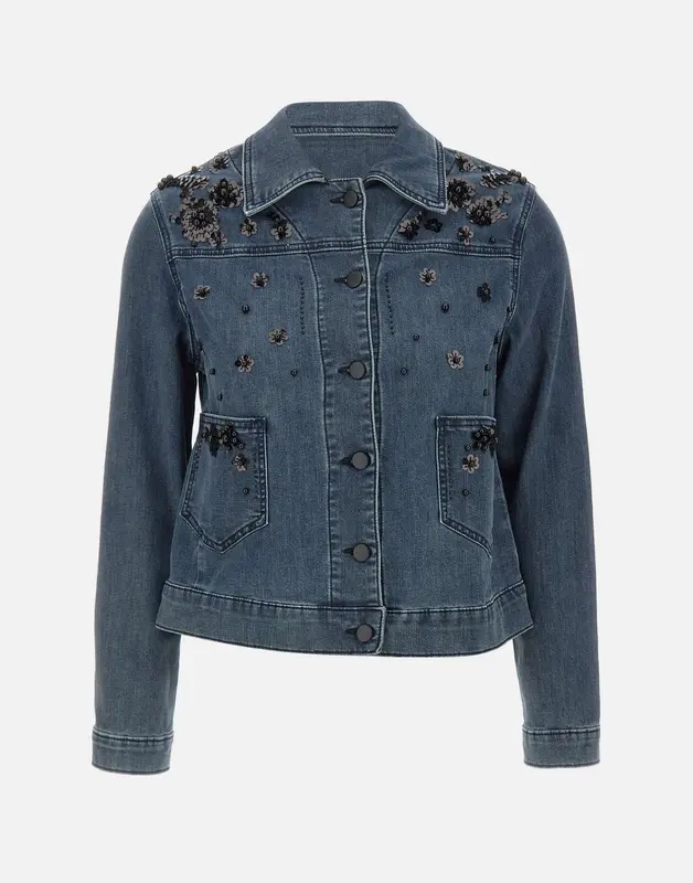 Giacca in denim con decorazioni di pailettes