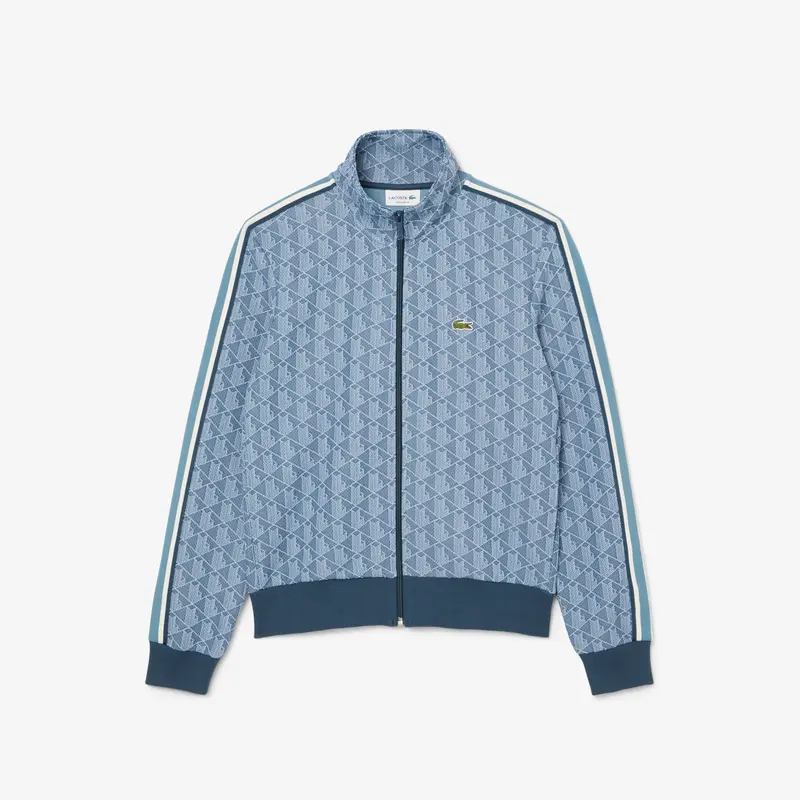 Giacca Tuta in Jacquard con Zip / Celeste