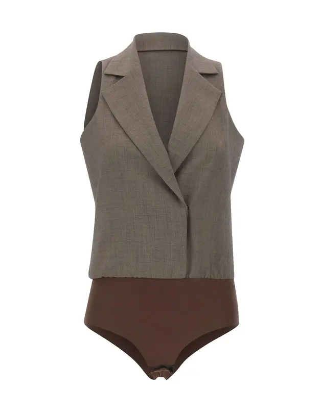 Gilet body in tessuto mélange