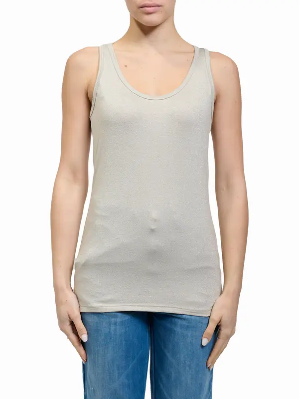 HASHTAG - TOP LUNGO IN LUREX - BEIGE