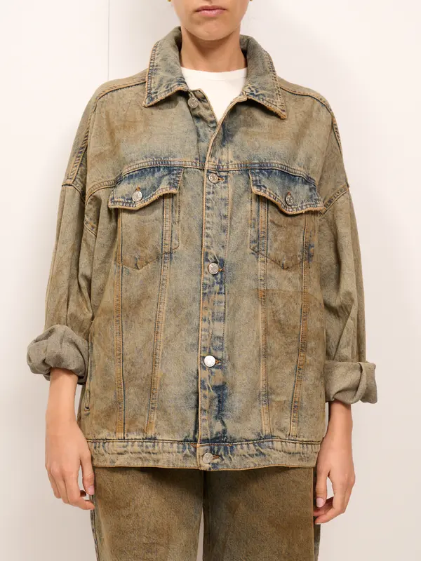HAVE ONE - GIACCA JEANS OVER SIZE - DENIM SPENNELLATO