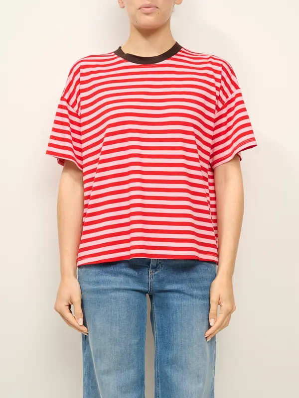 HAVE ONE - T-SHIRT RIGATA - ROSA/ROSSO/MORO