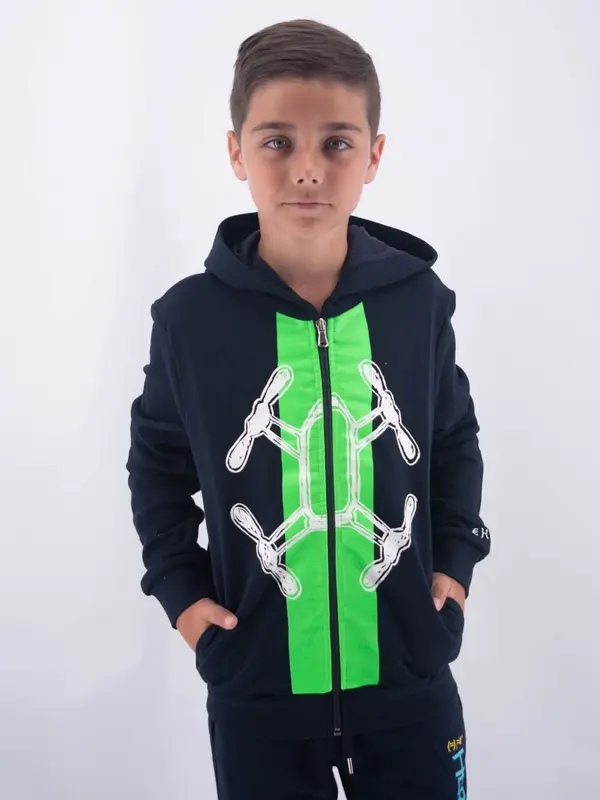 Hero Felpa Fullzip con Cappuccio Ricamo Leet Stampa Drone
