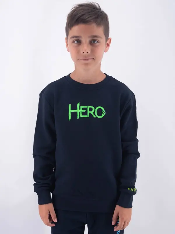 Hero Felpa Girocollo Ricamo Leet Stampa Space