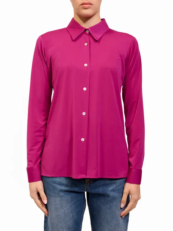 IDENTITY - CAMICIA TINTA UNITA - MAGENTA