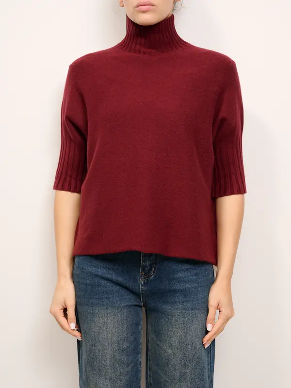 IDENTITY - MAGLIA MEZZO COLLO MEZZA MANICA - BORDEAUX
