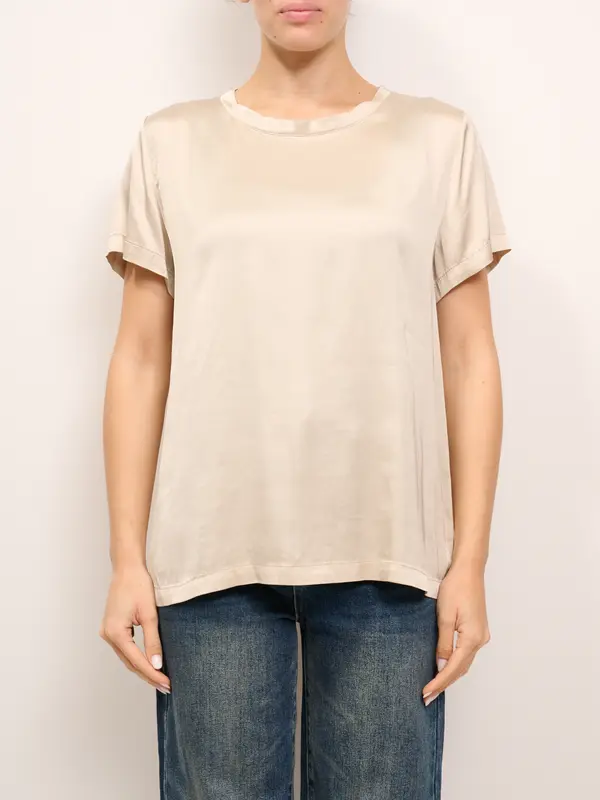 IDENTITY - T-SHIRT SATIN MEZZA MANICA - BEIGE