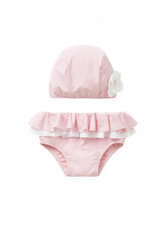 Il Gufo Completo Cuffia Mare e Slip Mare Bambina Rosa