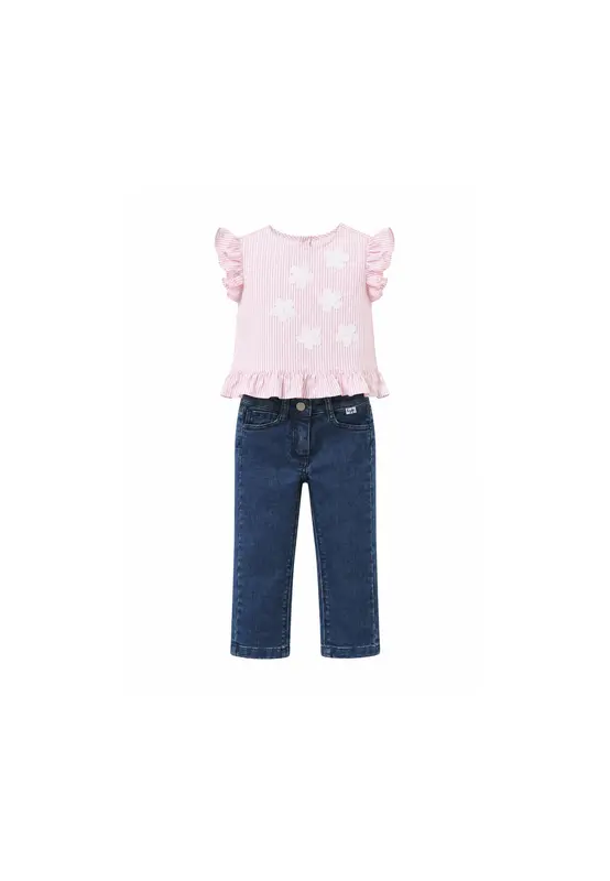 Il Gufo Completo Top e Pantalone Bambina Rosa Azalea