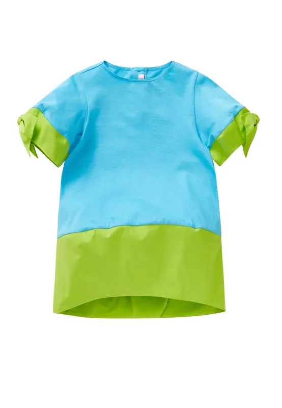 Il Gufo Vestito Manica Corta Bambina Celeste Verde