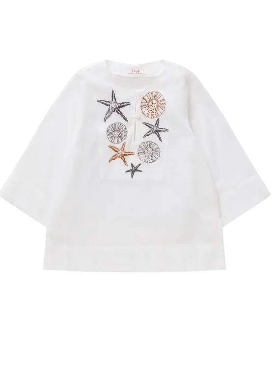 Il Gufo Vestito Manica Lunga Bambina Bianco