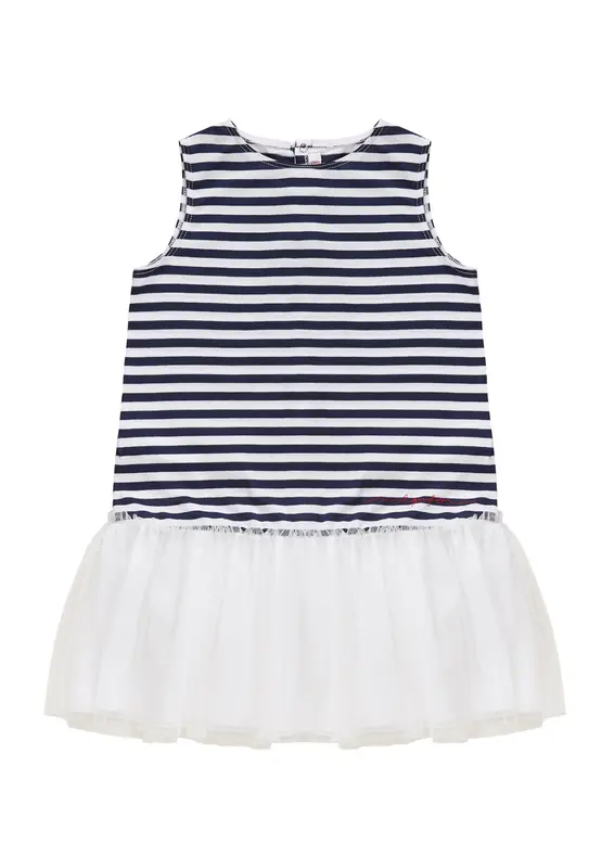 Il Gufo Vestito Senza Maniche Bambina Blu Righe