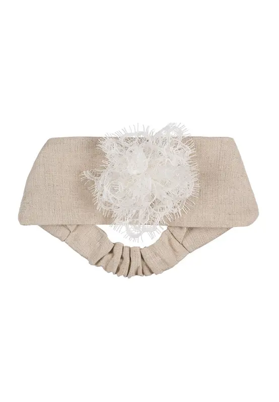 in lino con fiore beige