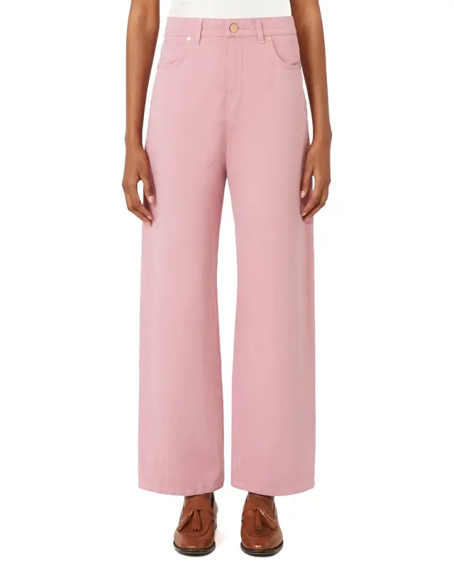 Jeans Onorata drill cotone lino rosa