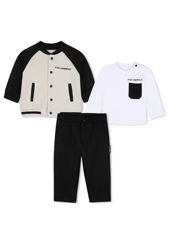 Karl Lagerfeld Completo Neonato con Logo in Cotone
