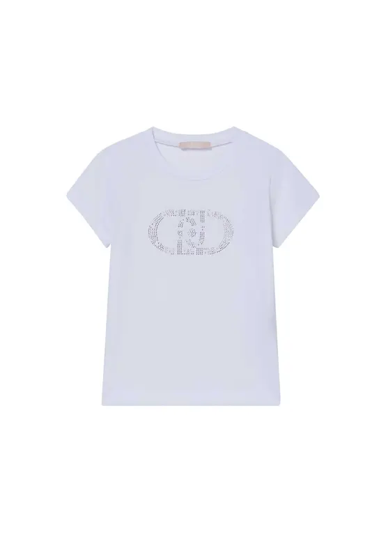 Liu jo T-shirt Bianca Logo Strass