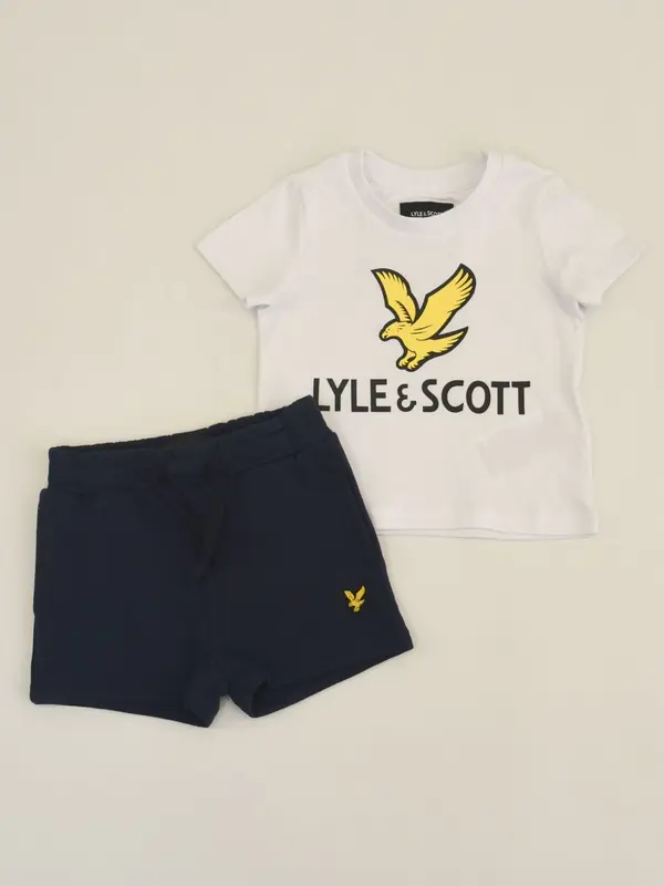 Lyle&scott Completo Sportivo Composto da T-shirt con Stampa Logo e Bermuda Applicazione