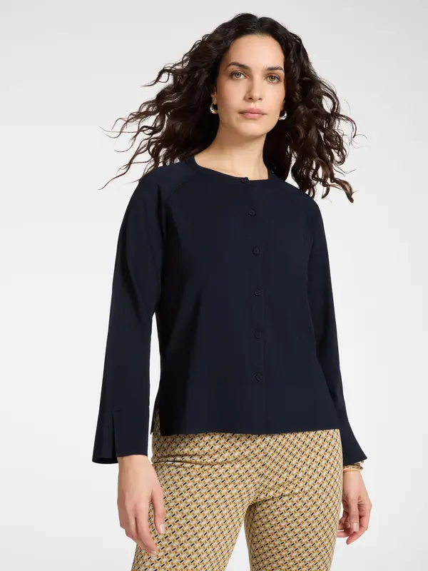 Maglia Cardigan in Misto Viscosa / Blu
