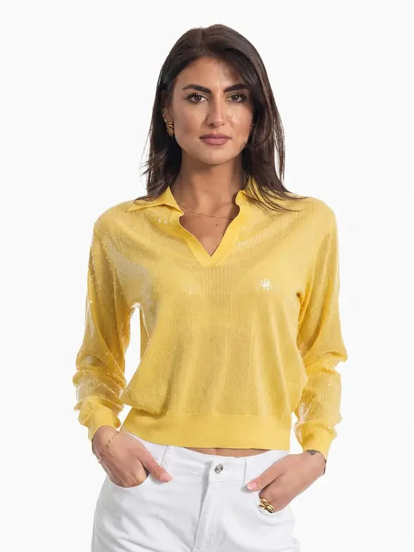Maglia con Applicazioni / Giallo