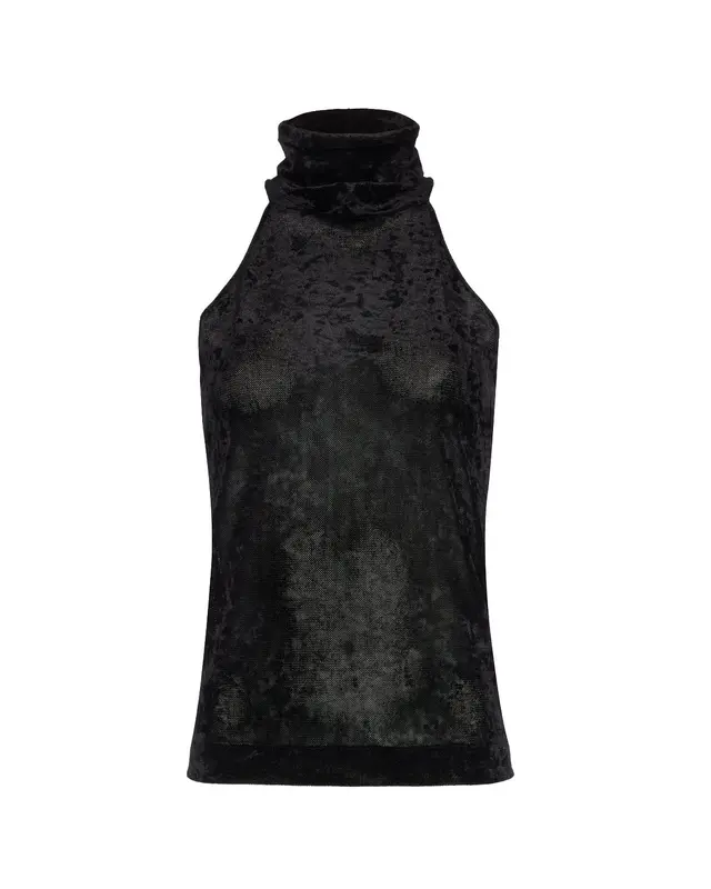 Maglia dolcevita velluto floccato nero