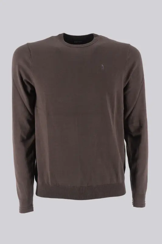Maglia Girocollo con Logo Ricamato / Marrone