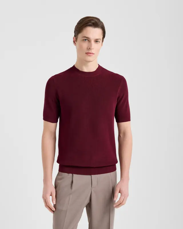 Maglia Girocollo in Cotone Crepe / Bordeaux